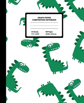 Graph Paper Composition Notebook: Quad Ruled 4 Squares Per Inch Sheets, Math and Science Grid Note Book for Elementary Students, Green Dinosaurs
