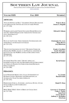 Paperback Southern Law Journal: Volume XXIX, Fall 2019, Number 2 Book