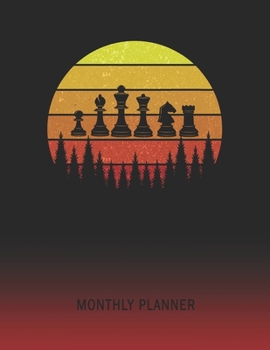 Monthly Planner: Chess Pieces | 2 Year Planning for Jan 2020 to Dec 2021 | Retro Vintage Sunset Cover | January 20 - December 21 | Planning Organizer ... | Plan Days, Set Goals & Get Stuff Done