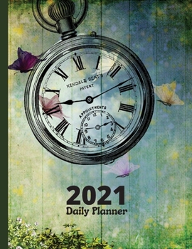 Daily Planner 2021 - 365 Days One Page Per Day: Vintage Design 2021 Daily Planner 8.5 x 11 12 Month Daily Diary Planner - Page a Day Calendar 2021 App