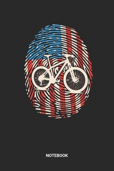 Notebook: Dotted Lined USA Mountain Biking MTB Themed Notebook (6x9 inches) ideal as a Red White Blue fingerprint American Flag Journal. Perfect as a ... Mountainbike lover. Great gift for Men&Women