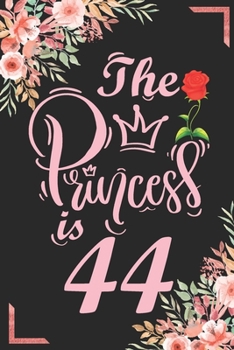 The Princess Is 44: 44th Birthday & Anniversary Notebook Flower Wide Ruled Lined Journal 6x9 Inch ( Legal ruled ) Family Gift Idea Mom Dad or Kids in Holidays - Marble & Red Love Flowers Cover