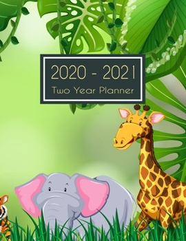 2020-2021 Two Year Planner: Elephant in the Jungle Two Year Planner, Two Year Calendar 2020-2021, Daily Monthly Planner 2020 Size 8.5 x 11 Inch, 60 ... Organizer, Logbook, Planner 2020-2021 daily