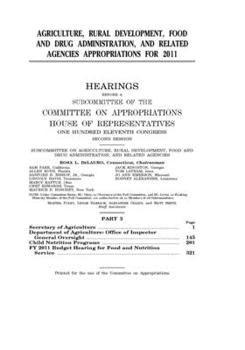 Agriculture, Rural Development, Food and Drug Administration, and related agencies appropriations for 2011