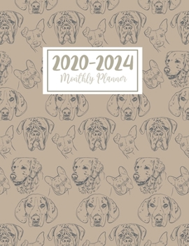 2020-2024 Monthly Planner: dog cute faces Monthly Planner, Organizer, and Schedule for dog Lovers and Pet Rescue or Shelter Volunteers