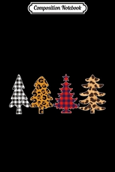 Composition Notebook: Womens Buffalo Plaid Christmas Tree with Leopard and Cheetah Premium  Journal/Notebook Blank Lined Ruled 6x9 100 Pages