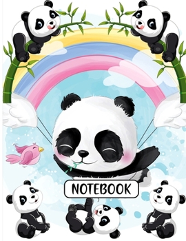 Composition Notebook. Nifty Wide Ruled Paper Notebook Journal. Cute Baby Pink & White Wide Cartoon Panda Blank Lined Workbook for Teens Kids Students Girls for Home School College for Writing Notes.