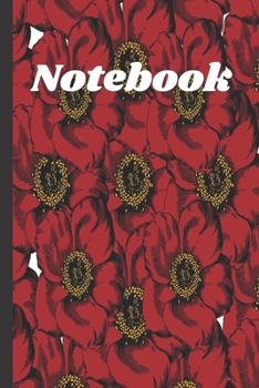 Paperback Notebook: Red Flower : Pattern Journal Lined Pages Book