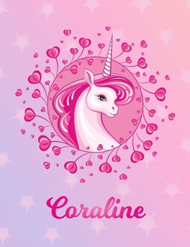 Paperback Coraline: Coraline Magical Unicorn Horse Large Blank Pre-K Primary Draw & Write Storybook Paper - Personalized Letter C Initial Book