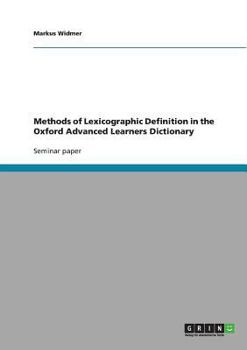 Paperback Methods of Lexicographic Definition in the Oxford Advanced Learners Dictionary Book