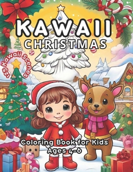 Paperback Kawaii Christmas Coloring Book: Ages 4 to 6: **Kawaii Magic: ** Santa in a cute hat, snowmen with cheeky smiles, and reindeers looking absolutely ador Book