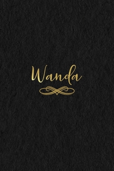 Paperback Wanda: Personalized Journal to Write In - Black Gold Custom Name Line Notebook Book