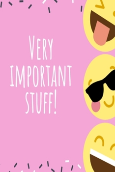 Paperback Very Important Stuff!: Pink emoji lined paperback jotter Book