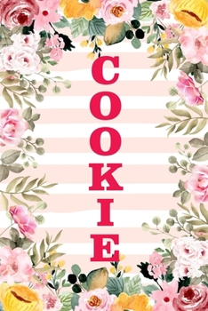 COOKIE: Family Relationship Word Calling Notebook, Cute Blank Lined Journal, Fam Name Writing Note (Pink Flower Floral Stripe Style)