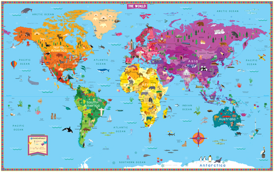 Map Kids' Illustrated World Wall Map Folded Book