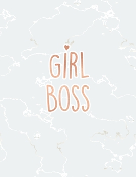 Paperback Girl Boss: Inspirational Quote Notebook, Radiant White Marble and Rose Gold - 8.5 x 11, 120 College Ruled Pages Book