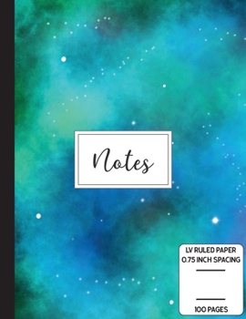 Notes : Low Vision Notebook - 0. 75 Inch LV Ruled Paper - Full Size Bold Large Print Lined - Page Numbers - Regal Caribbean Cover