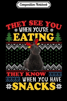 Composition Notebook: Scottish Terrier Ugly Christmas They See You're Eating Xmas Swea Journal/Notebook Blank Lined Ruled 6x9 100 Pages