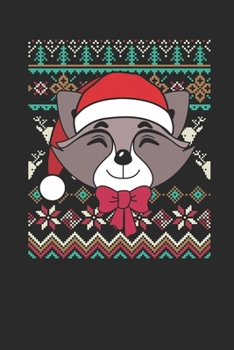 Paperback Christmas Sweater - Racoon: Dotted Bullet Grid Notebook / Journal (6 X 9 -120 Pages) - Ugly Christmas Gift Idea Book