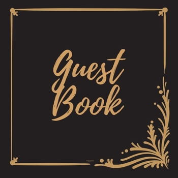Guest Book - Gold Frame #7 For any occasion Light Green Color Pages 8.5 x 8.5 Inches 82 pages