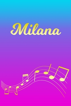 Milana: Sheet Music Note Manuscript Notebook Paper | Pink Blue Gold  Personalized Letter M Initial Custom First Name Cover | Musician Composer ... Notepad Notation Guide | Compose Write Songs