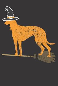 Paperback Notebook: Greyhound Dog Halloween Witch Vintage Dot Grid Dotted 6x9 120 Pages Book
