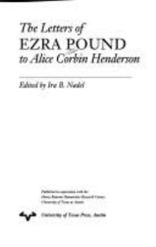 Hardcover The Letters of Ezra Pound to Alice Corbin Henderson Book