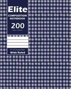 Paperback Elite Composition Notebook, Wide Ruled 8 x 10 Inch, Large 100 Sheet, Blue Cover Book
