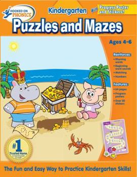 Paperback Hooked on Learning Kindergarten Puzzles and Mazes [With Poster] Book