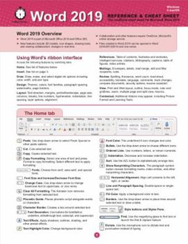 Pamphlet Word 2019 Reference and Cheat Sheet: The unofficial cheat sheet reference for Microsoft Word 2019 Book