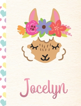 Jocelyn: Personalized Llama Dot Grid Bullet Journal/Notebook For Girls With Pink Name - 8.5x11 110 Pages Dotted Journal Diary Paper