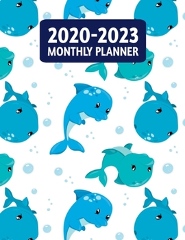 2020-2023 Monthly Planner: Four Year Planner - 48 Month Calendar Scheduler Diary for 4 Years With Notes - Cute Whale Dolphin Ocean Sea Animals (8.5"x11")