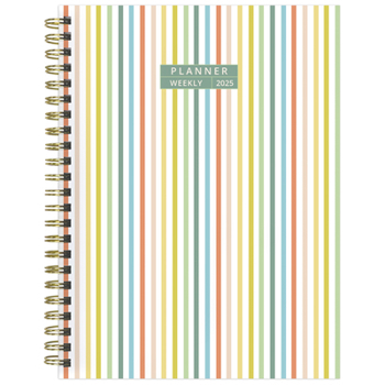 Calendar Cal 2025- Malibu Stripes Medium Weekly Monthly Planner Book