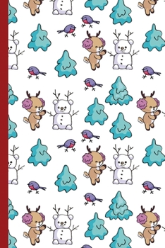 Blank Lined Notebook Journal For Christmas: Medium Ruled Book for Children, Teens and Adults - Reindeer And Snowman (College Ruled Line Paper)