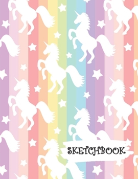 Paperback Sketchbook: Rainbow Unicorn Fun Framed Drawing Paper Notebook Book