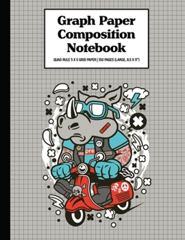 Graph Paper Composition Notebook Quad Rule 5x5 Grid Paper | 150 Sheets (Large, 8.5 x 11"): Rhino Scooterist