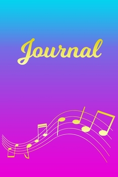 Journal: Sheet Music Note Manuscript Notebook Paper Pink Blue Gold Personalized Letter J Initial Custom First Name Cover Musician Composer Instrument Composition Book 12 Staves a Page Staff Line Notep