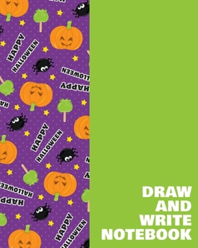 Draw and Write Notebook: Large Primary Composition Book for Handwriting Practice, Drawing, and Writing Stories with Pumpkins and Bats Pattern Cover Design in Purple