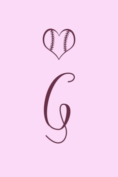 G: Name Monogram Initial G Softball 6x9" Lined Notebook/Journal Gift Idea For Girls, Women, School, College and Work