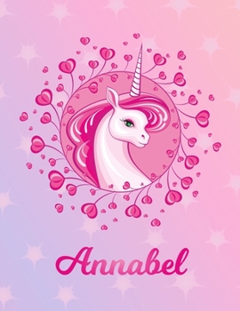 Paperback Annabel: Unicorn Sheet Music Note Manuscript Notebook Paper - Magical Horse Personalized Letter K Initial Custom First Name Cov Book