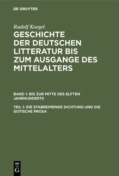 Hardcover Die Stabreimende Dichtung Und Die Gotische Prosa [German] Book