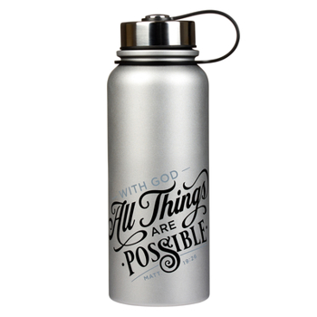 Misc. Supplies Christian Art Gifts Stainless Steel Double Wall Vacuum Sealed Insulated Water Bottle for Men and Women: All Things Are Possible - Matthew 19:26 Inspir Book