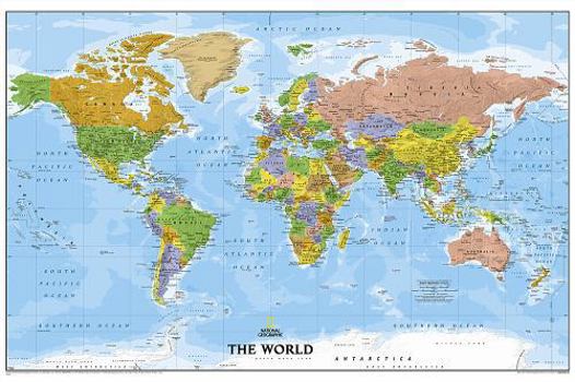 Unbound National Geographic World Wall Map - Explorer - Laminated (Poster Size: 36 X 24 In) Book