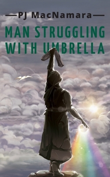 Paperback Man Struggling With Umbrella Book