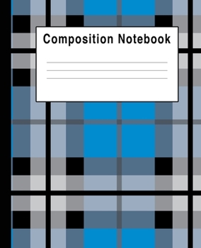 Paperback Composition Notebook: Blue Gray Checks College Lined Blank Lined Book