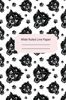 Scary Wolf Theme Wide Ruled Line Paper