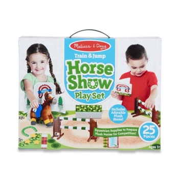 Melissa & Doug Train & Jump Horse Show Play Set with Plush Stuffed Animal (25Piece)