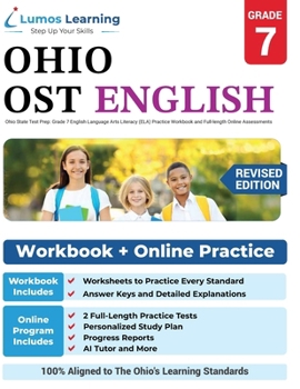 Paperback Ohio State Test Prep: Grade 7 English Language Arts Literacy (ELA) Practice Workbook and Full-length Online Assessments: OST Study Guide Book