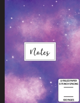 Notes: Low Vision Notebook | 0.75 Inch LV Ruled Paper | Full Size Bold Large Print Lined | Page Numbers | Purple Heliotrope Cover