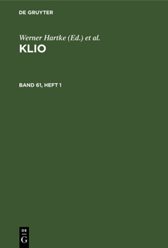 Hardcover Klio. Band 61, Heft 1 [German] Book